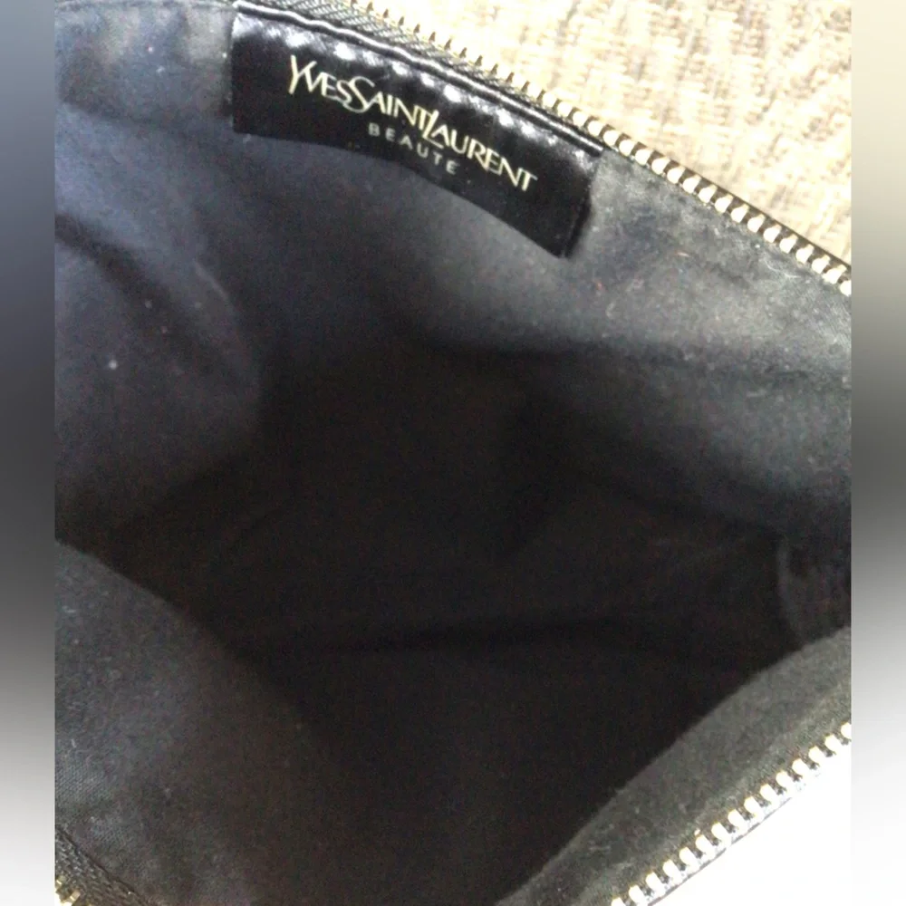 Yves Saint Laurent Beaute Black Vinyl Cosmetics Pouch Bag